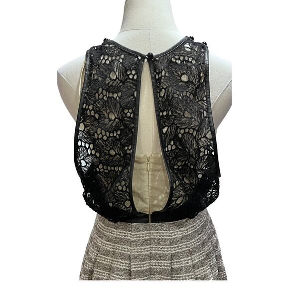 Tracy Reese Leather Trim Lace‎ & Tweed A-Line Dress With Pockets Size 6 - Picture 6 of 15